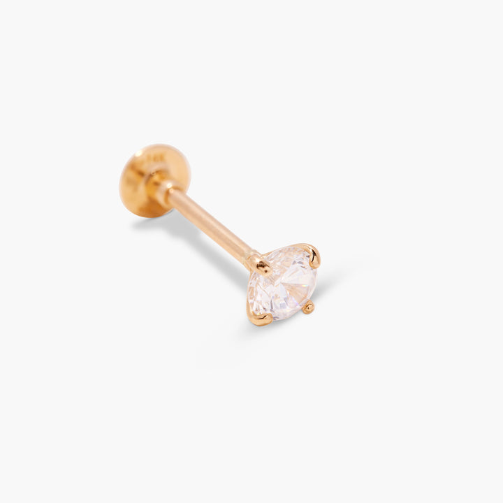 Ryleigh 14K Gold Diamond Single Flat Back Earring
