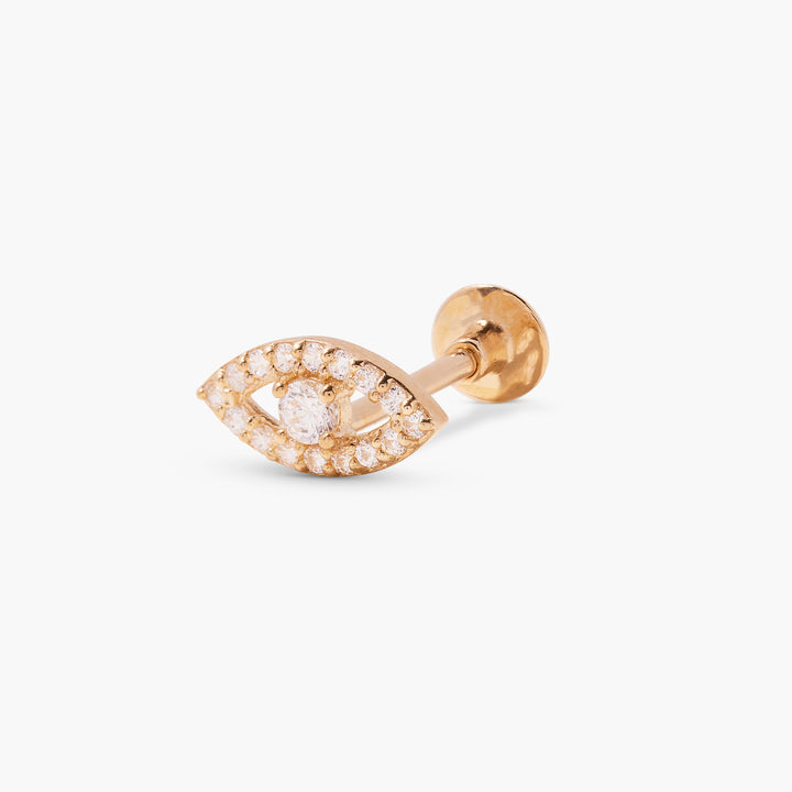 Ryleigh 14K Gold Diamond Evil Eye Single Flat Back Earring
