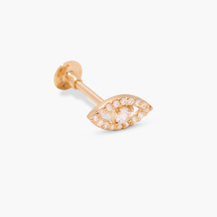 Ryleigh 14K Gold Diamond Evil Eye Single Flat Back Earring