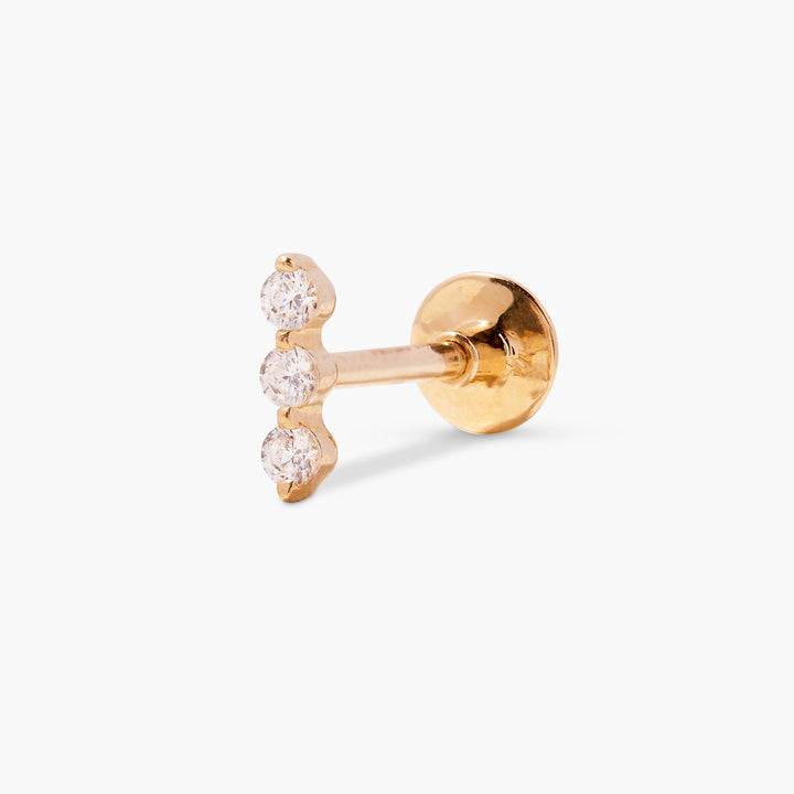 Ryleigh 14K Diamond Bar Single Flat Back Earring