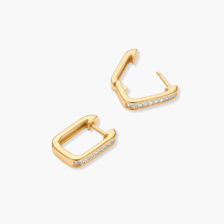 Leila Vermeil Link Diamond Huggies