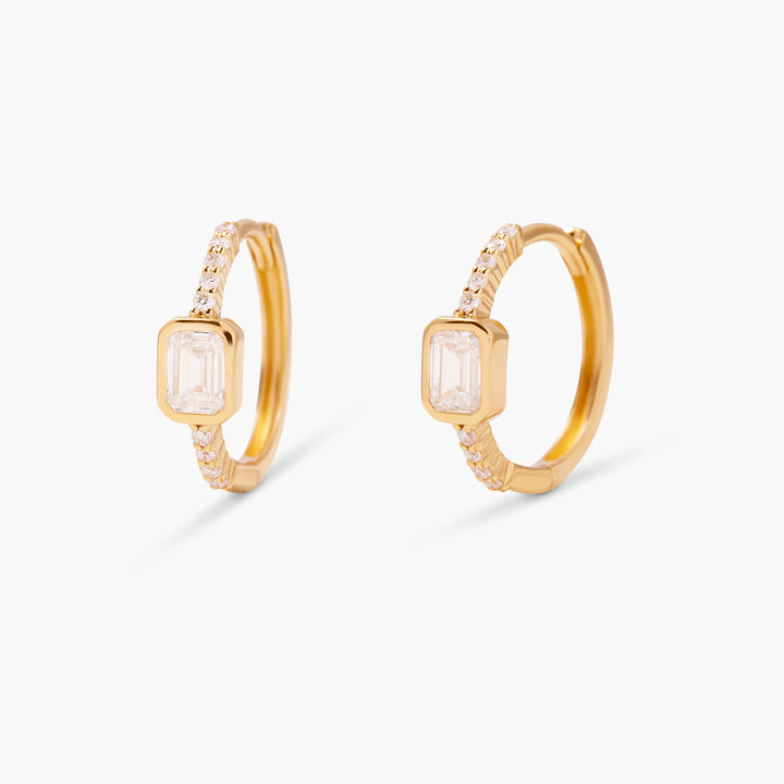 Lumi Vermeil Emerald Diamond Huggies