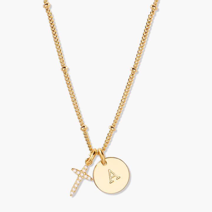 Josephine Initial Cross Pendant