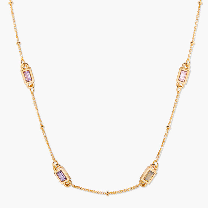 Jules Four Baguette Birthstone Necklace