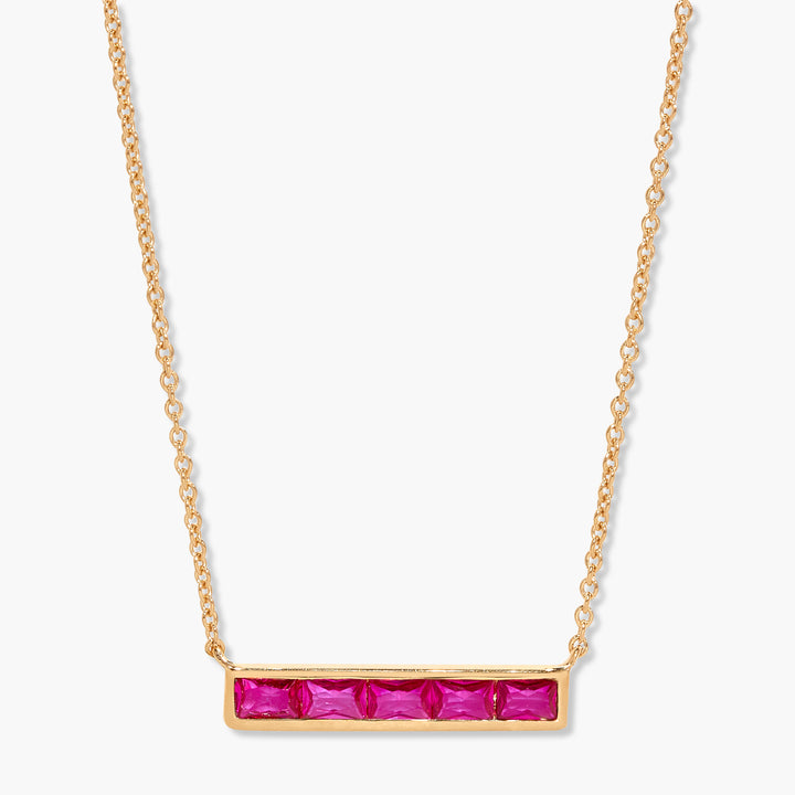 Jewel Vermeil Birthstone Bar Necklace