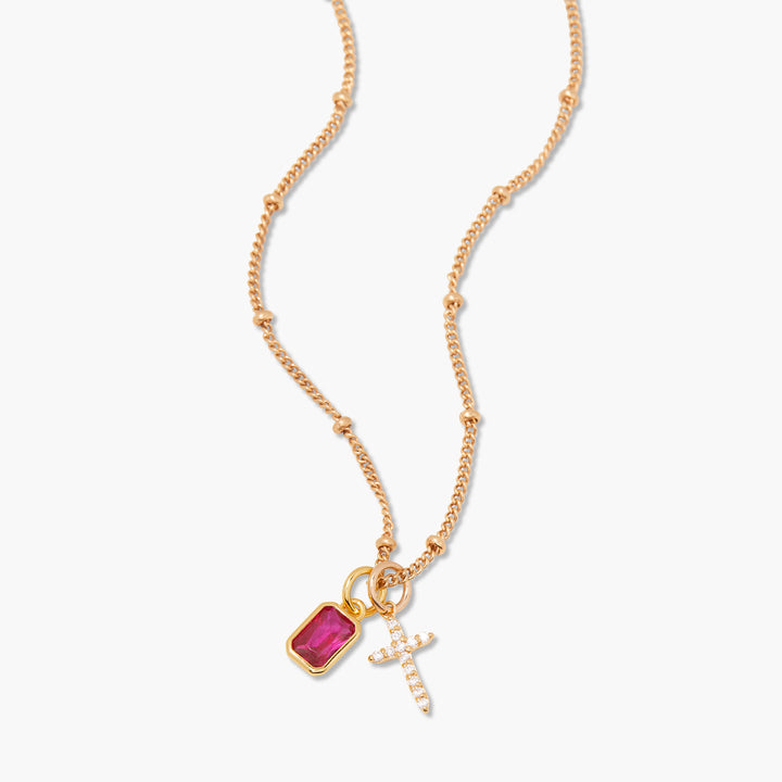 Josephine Cross Birthstone Necklace