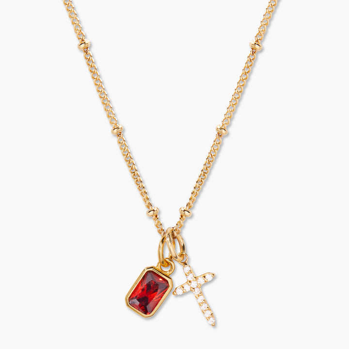 Josephine Cross Birthstone Necklace