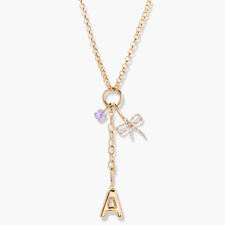 Leni Birthstone Initial Charm Necklace