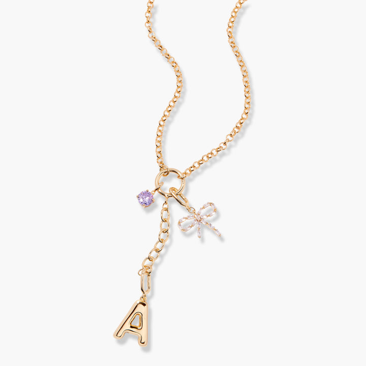 Leni Birthstone Initial Charm Necklace