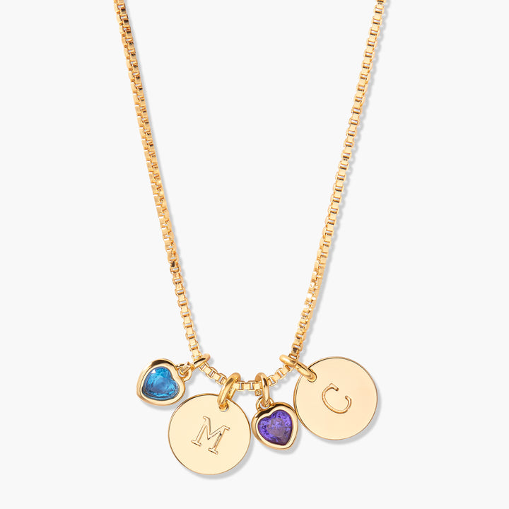 Mackenzie Heart Birthstone Initial Necklace