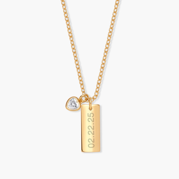 Mini Date Bar Birthstone Necklace