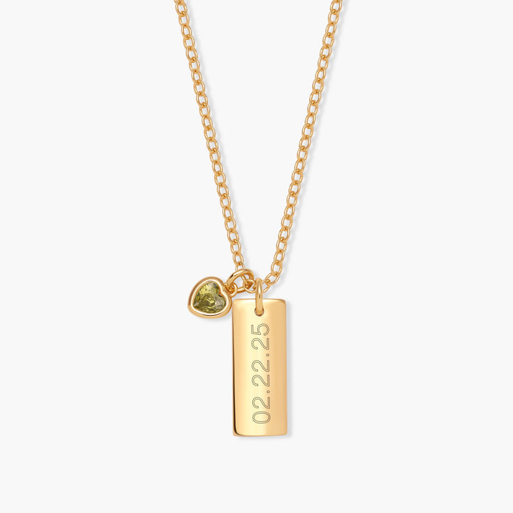 Mini Date Bar Birthstone Necklace