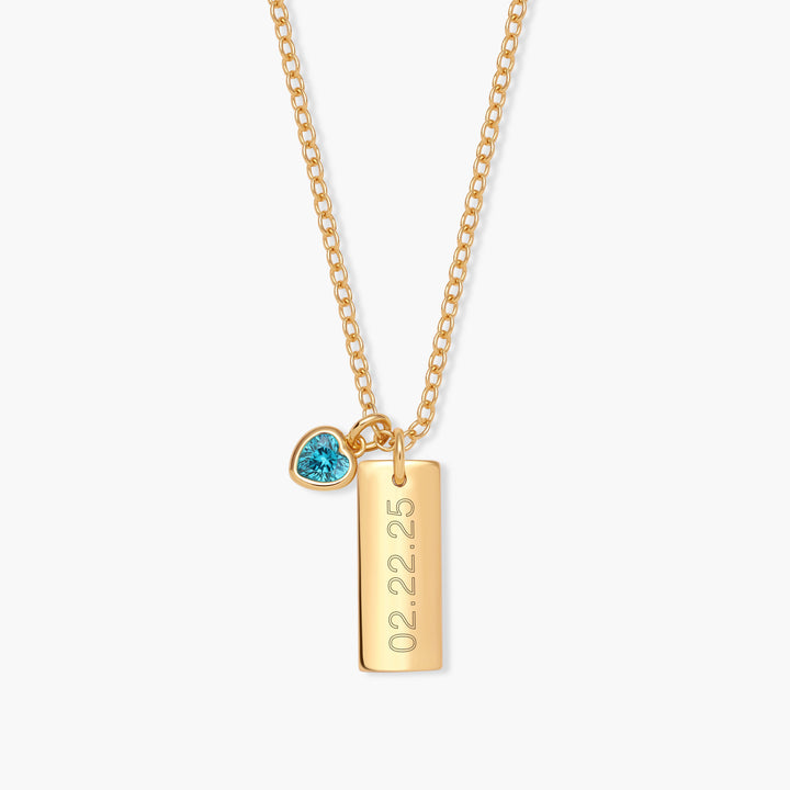 Mini Date Bar Birthstone Necklace