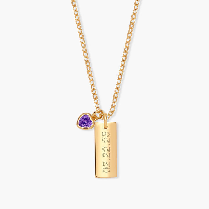 Mini Date Bar Birthstone Necklace