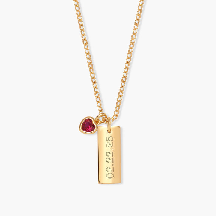 Mini Date Bar Birthstone Necklace