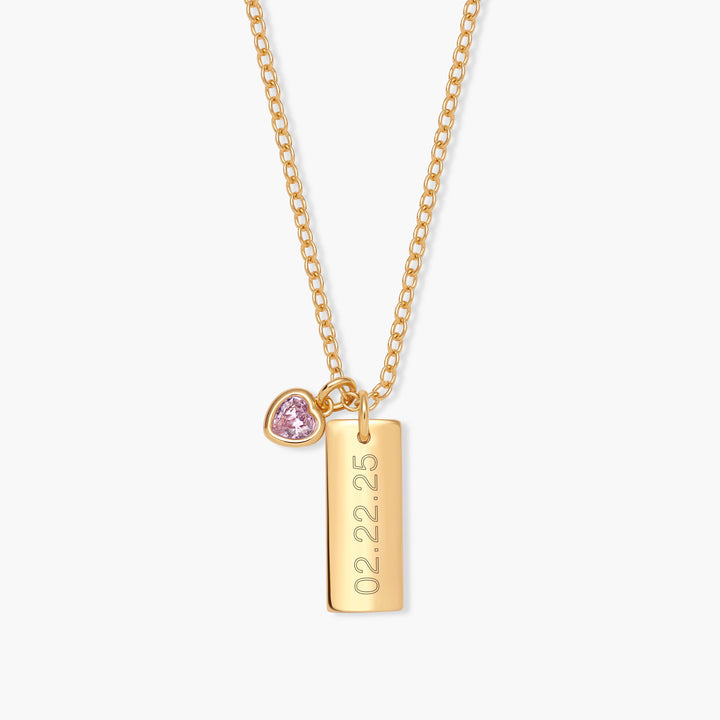 Mini Date Bar Birthstone Necklace