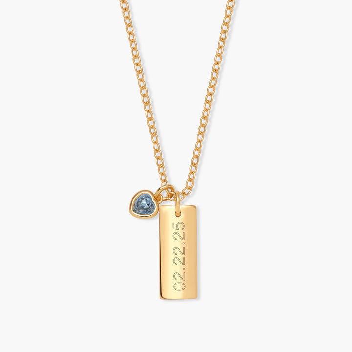 Mini Date Bar Birthstone Necklace