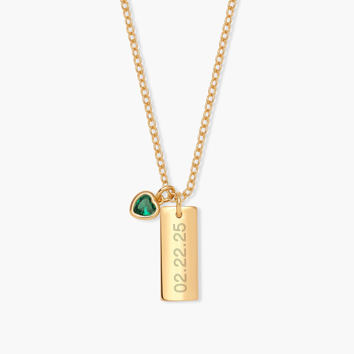 Mini Date Bar Birthstone Necklace