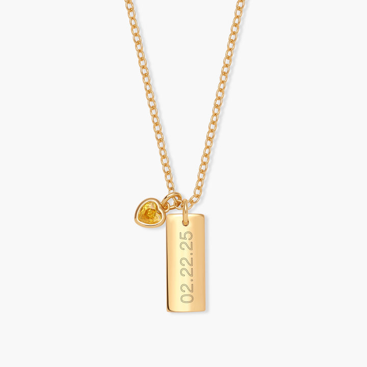 Mini Date Bar Birthstone Necklace