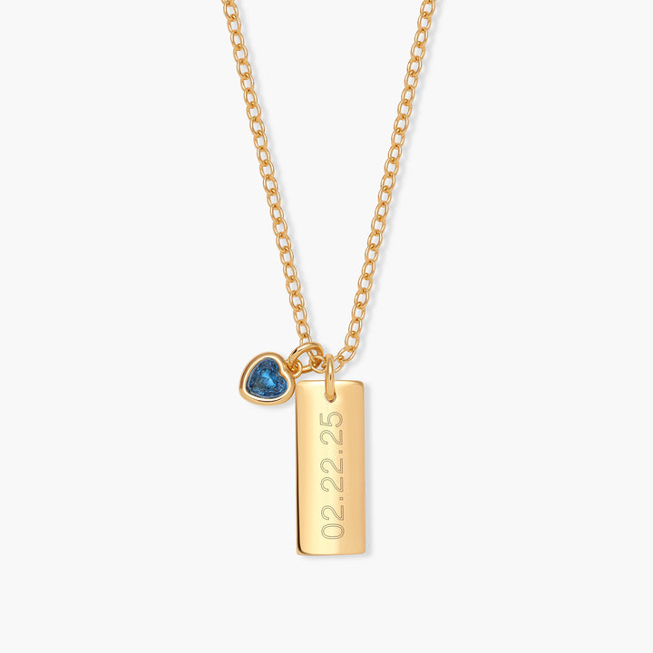 Mini Date Bar Birthstone Necklace