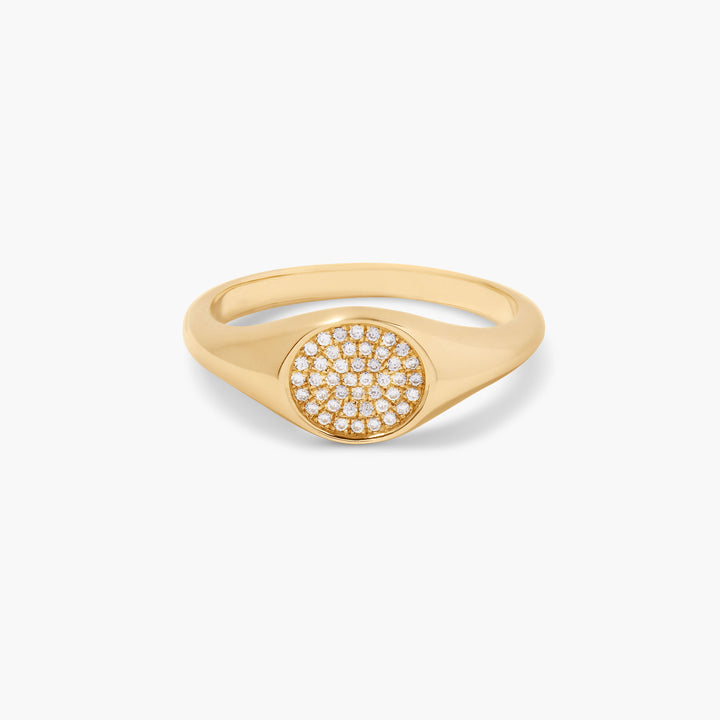 Sylvie 14K Gold Diamond Signet Ring