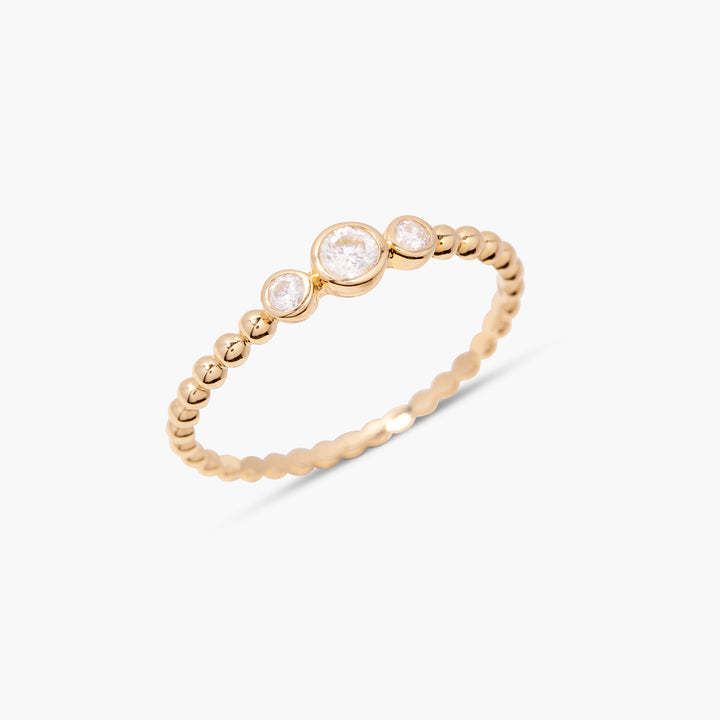 Lumi 14K Gold Three Diamond Ring