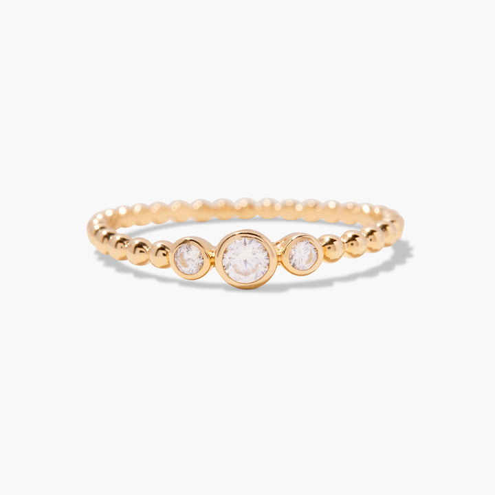 Lumi 14K Gold Three Diamond Ring