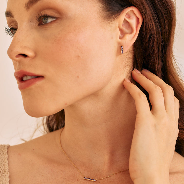 Jewel Vermeil Birthstone Bar Necklace