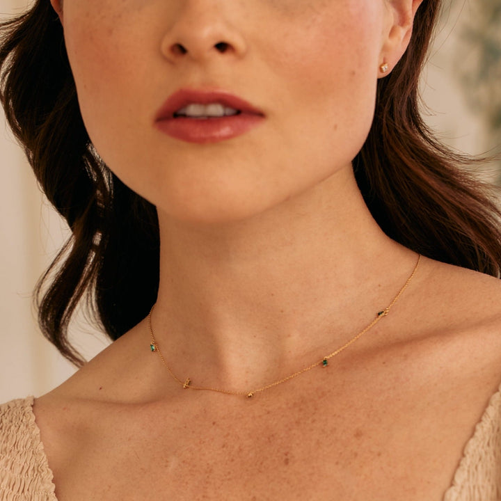 Jules Baguette Floating Birthstone Necklace