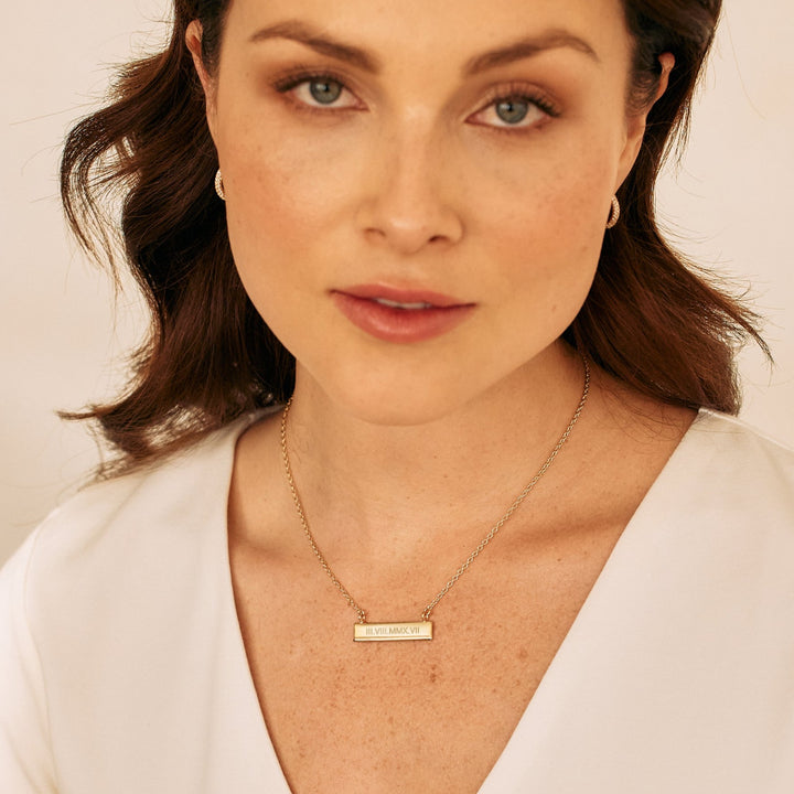 Roman Numeral Bar Necklace
