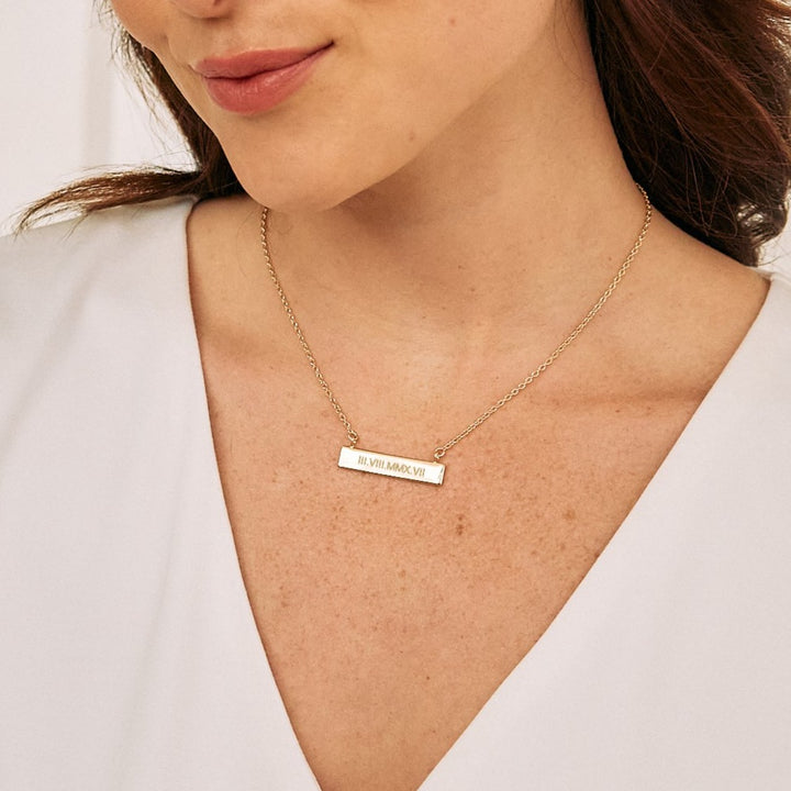 Roman Numeral Bar Necklace