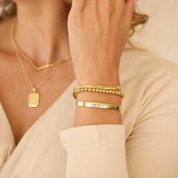 Date Cuff Bracelet Stack Set