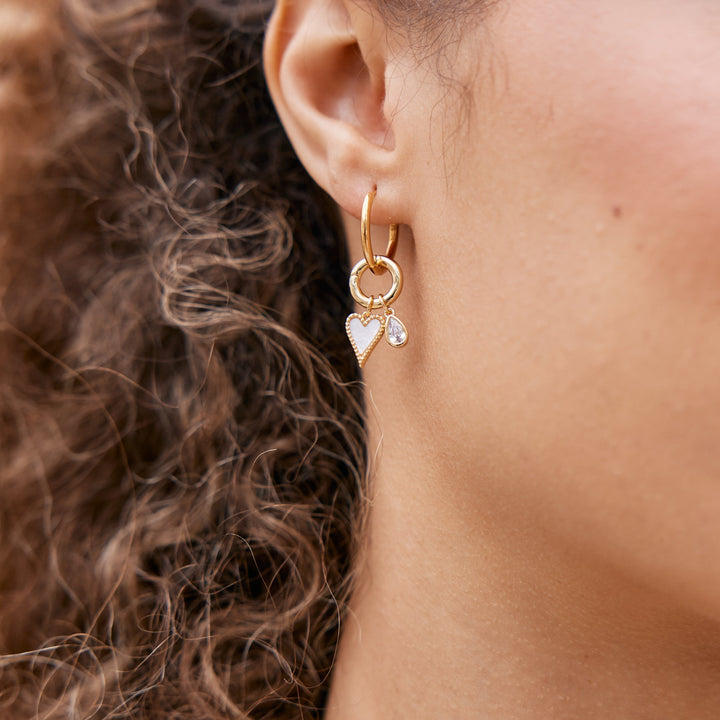 Maddie Heart Pearl Charm Hoops