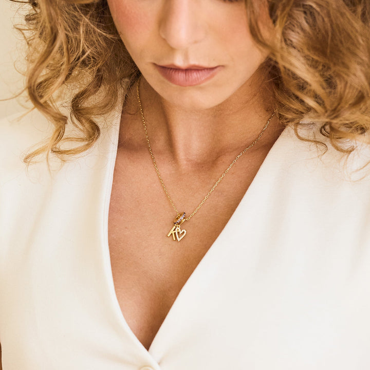 Kate Birthstone Initial Mini Heart Necklace
