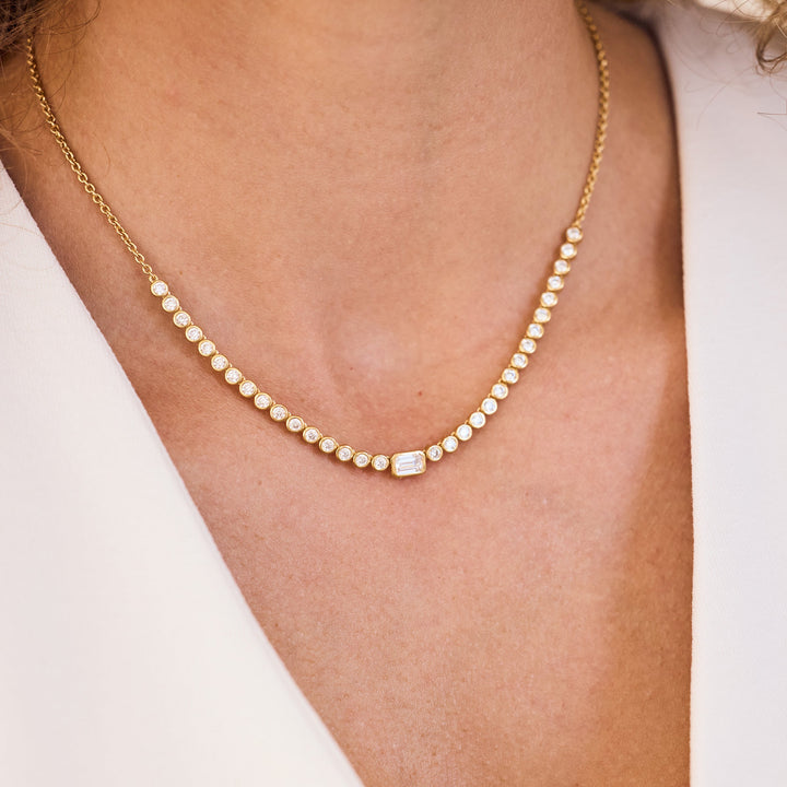 Lumi Vermeil Emerald Diamond Tennis Necklace