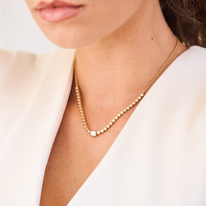 Lumi Vermeil Emerald Diamond Tennis Necklace