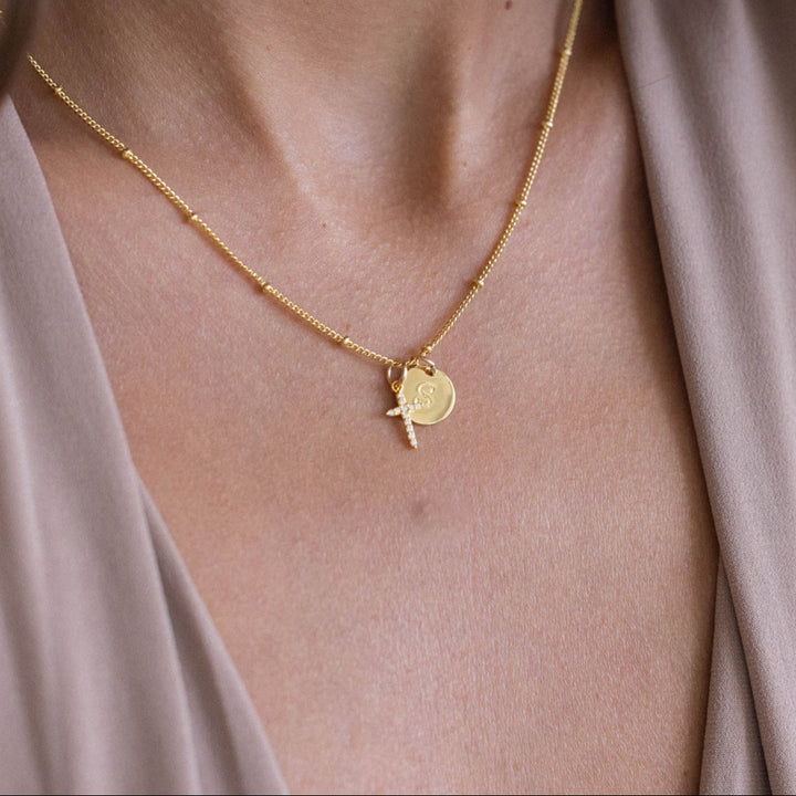 Josephine Initial Cross Pendant