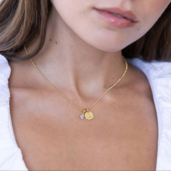 Melrose Mini Initial Birthstone Necklace