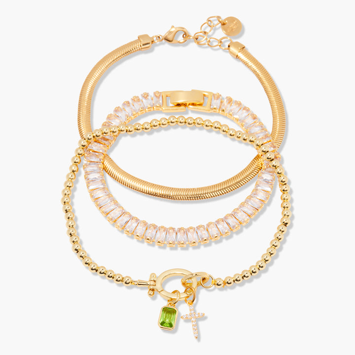 Josephine Cross Birthstone Bracelet Set