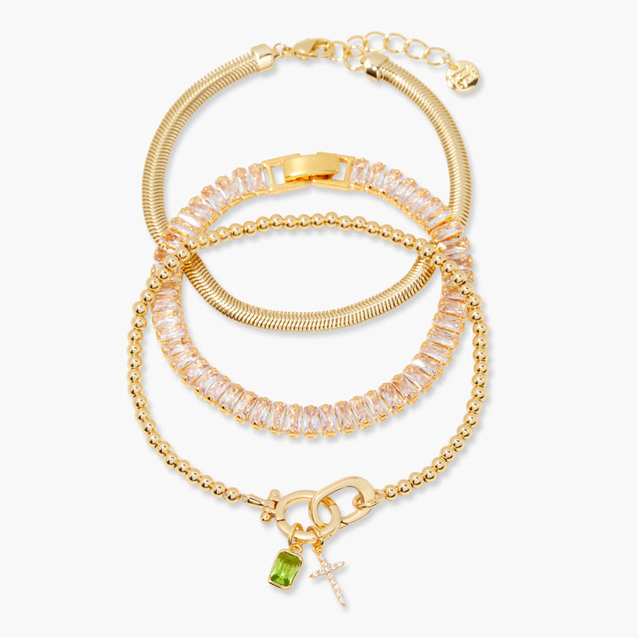 Josephine Cross Birthstone Bracelet Set