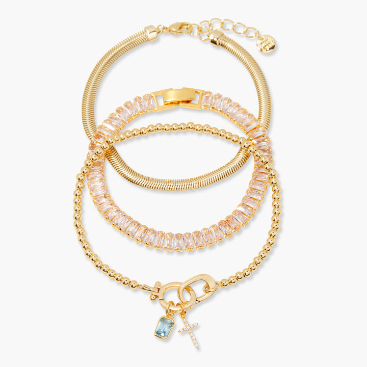 Josephine Cross Birthstone Bracelet Set