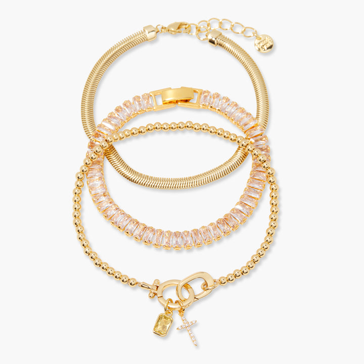 Josephine Cross Birthstone Bracelet Set
