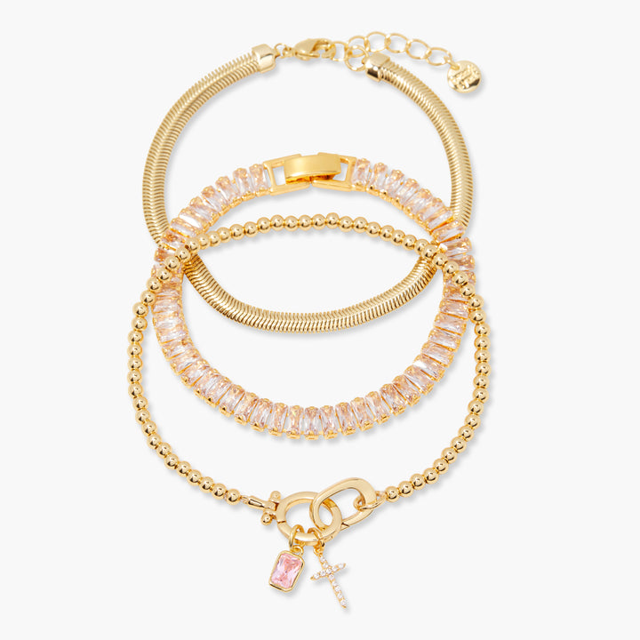 Josephine Cross Birthstone Bracelet Set