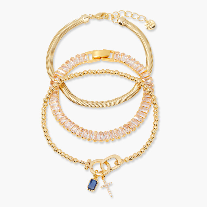 Josephine Cross Birthstone Bracelet Set