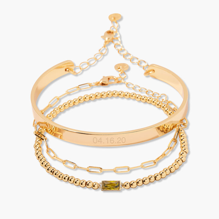 Gwen Date Cuff Bracelet Stack Set