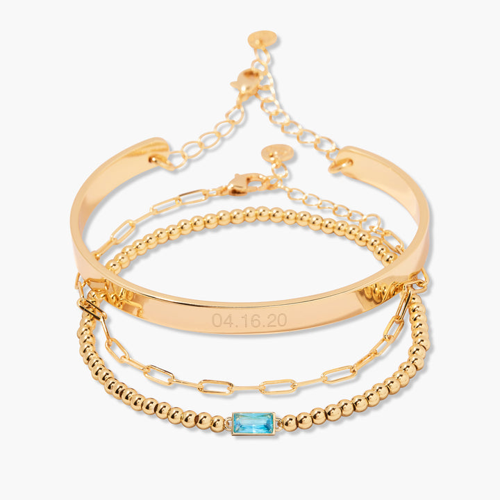 Gwen Date Cuff Bracelet Stack Set