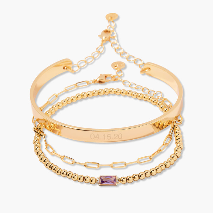 Gwen Date Cuff Bracelet Stack Set