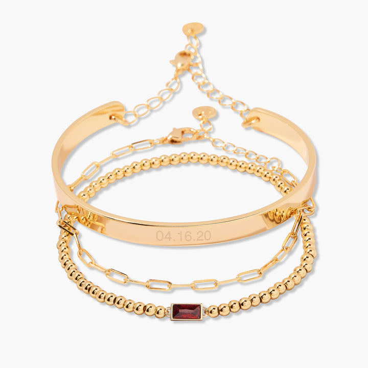 Gwen Date Cuff Bracelet Stack Set