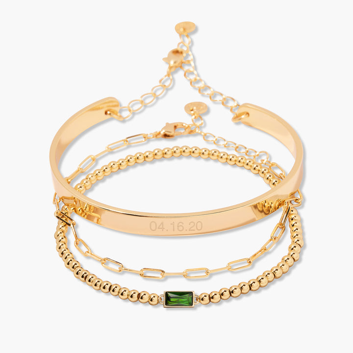 Gwen Date Cuff Bracelet Stack Set