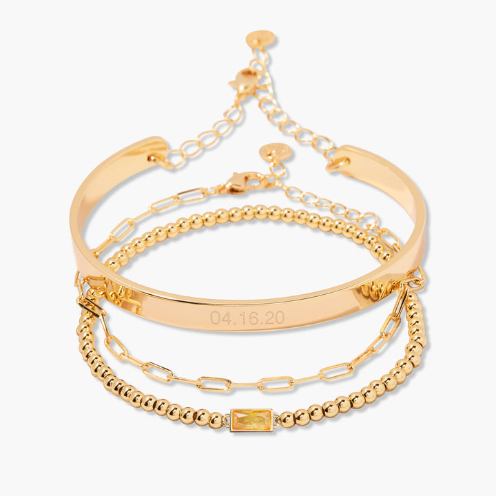 Gwen Date Cuff Bracelet Stack Set
